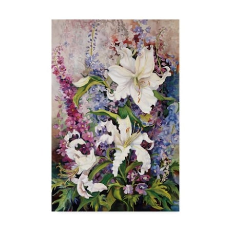 Joanne Porter 'White Oriental Lilies' Canvas Art,30x47